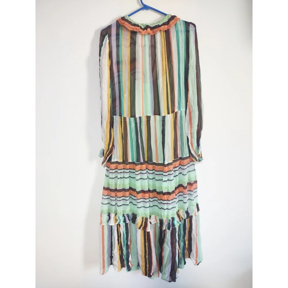 Anthropologie Marais Maxi Tiered Dress‎ Printed Chiffon